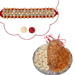 Rakhi - SR-9100 -288(Single Rakhi), Dryfruit Thali - RD100